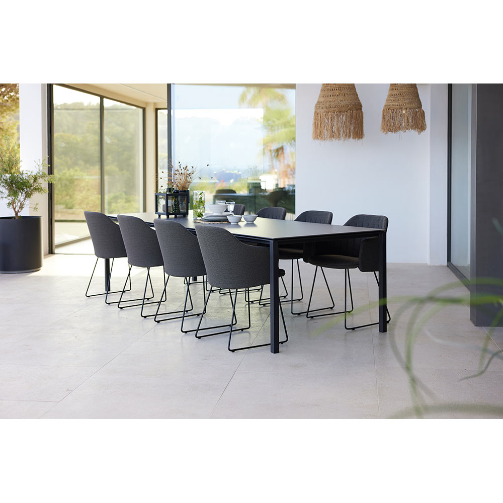Pure Rectangular Dining Table - Black Linoleum Top, Light Gray Aluminum Base | Rouse Home