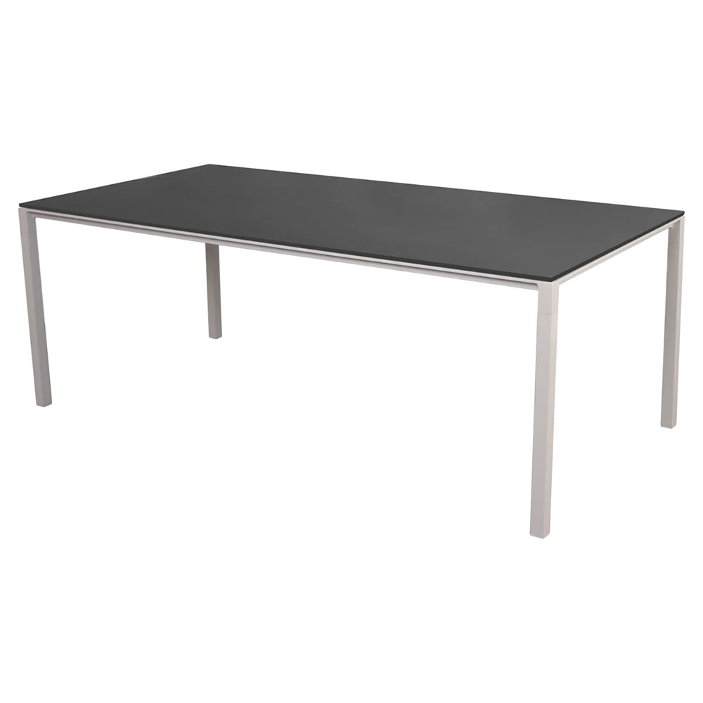 Pure Rectangular Dining Table - Black Linoleum Top, Sand Aluminum Base | Rouse Home