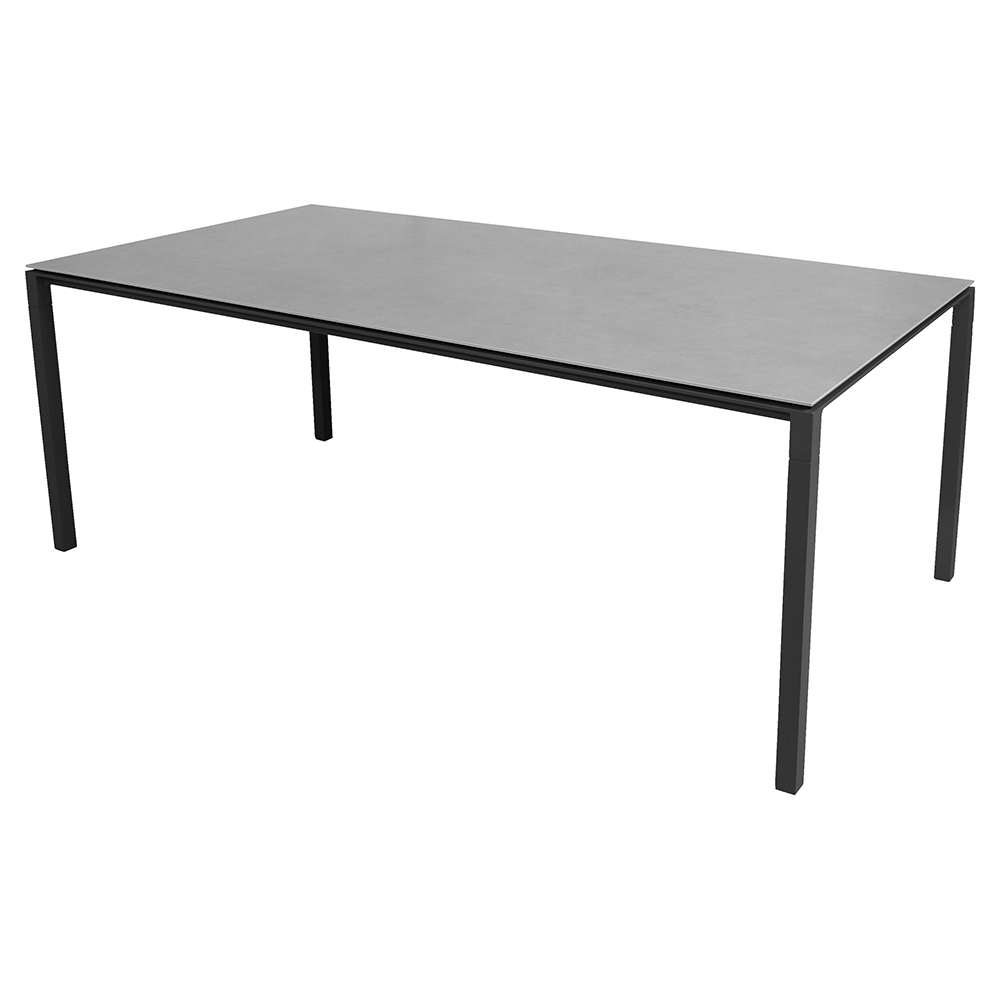 Pure Rectangular Dining Table - Concrete Gray Ceramic Top, Lava Gray Aluminum Base