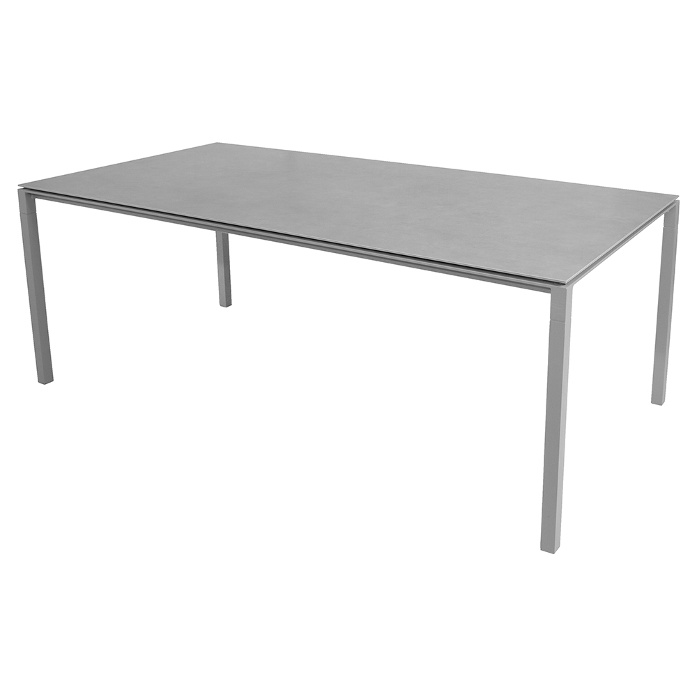 Pure Rectangular Dining Table - Concrete Gray Ceramic Top, Light Gray Aluminum Base