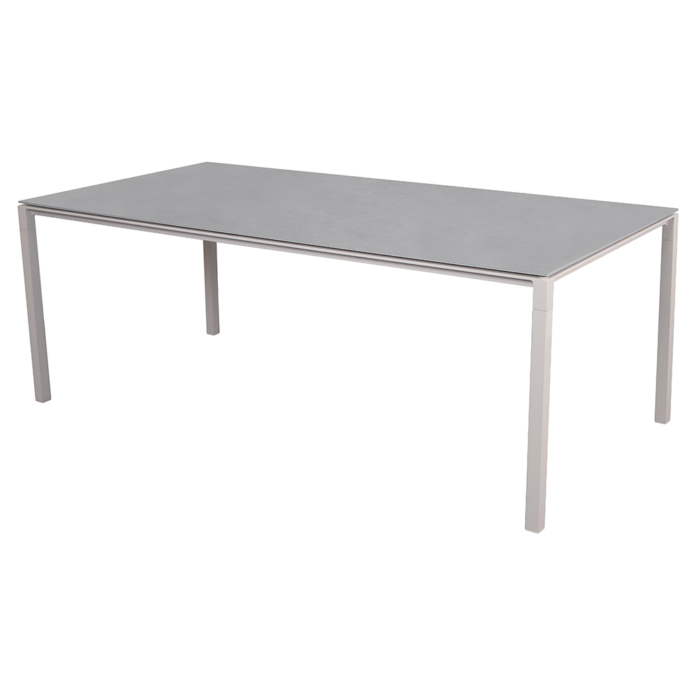 Pure Rectangular Dining Table - Concrete Gray Ceramic Top, Sand Aluminum Base