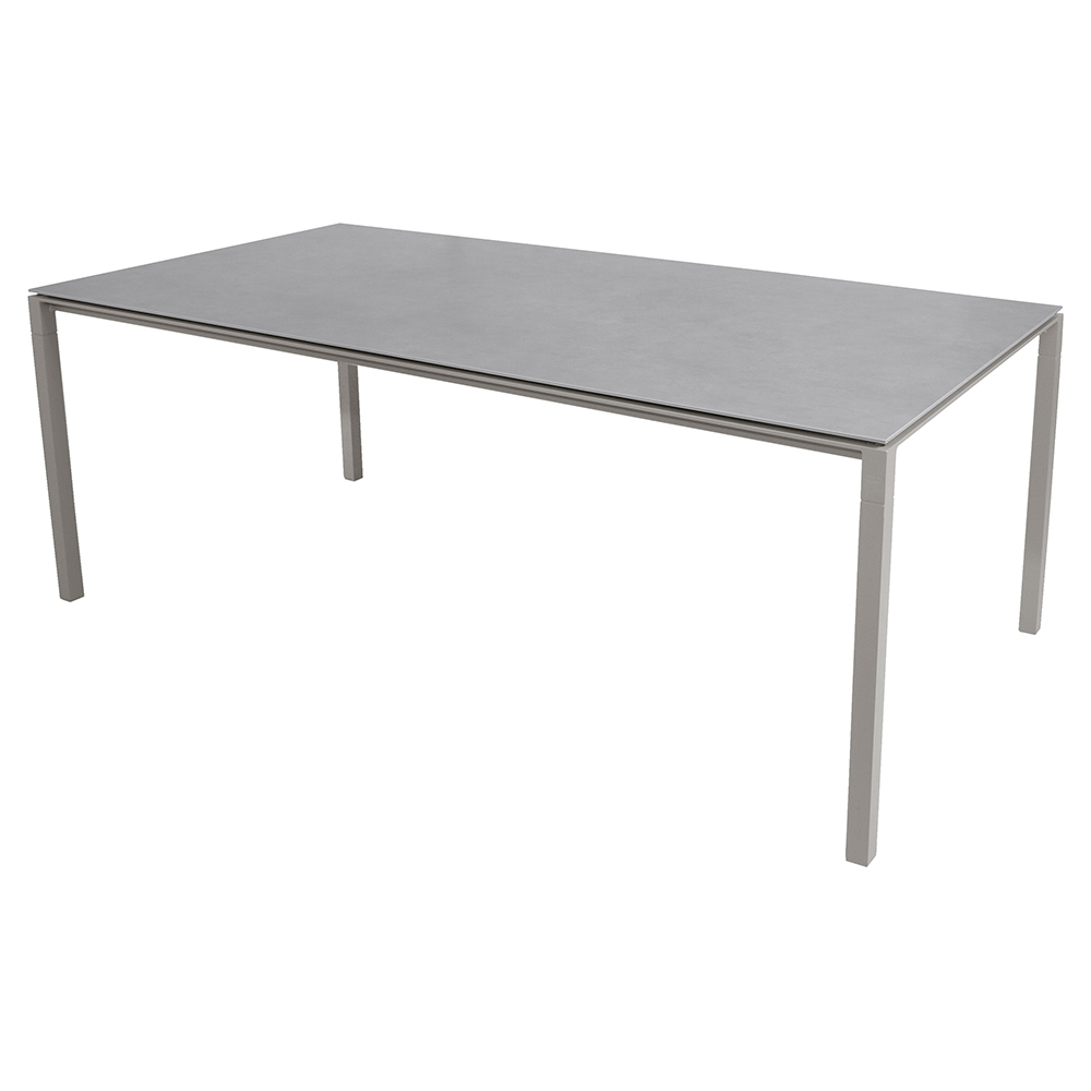 Pure Rectangular Dining Table - Concrete Gray Ceramic Top, Taupe Aluminum Base