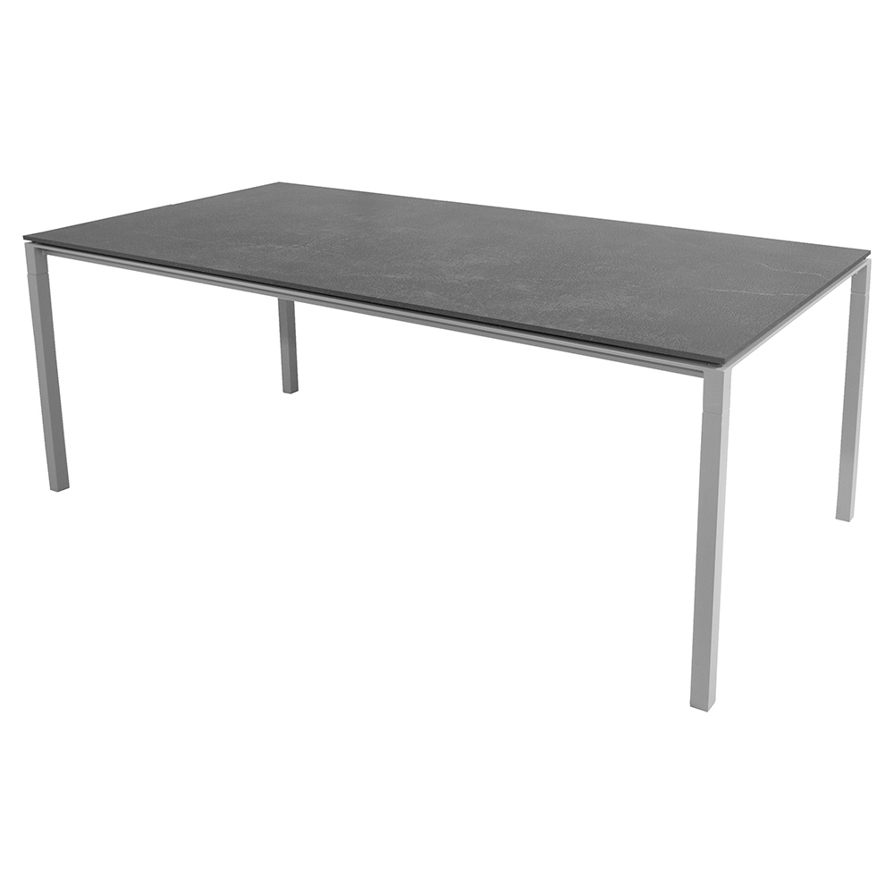 Pure Rectangular Dining Table - Fossil Black Ceramic Top, Light Gray Aluminum Base