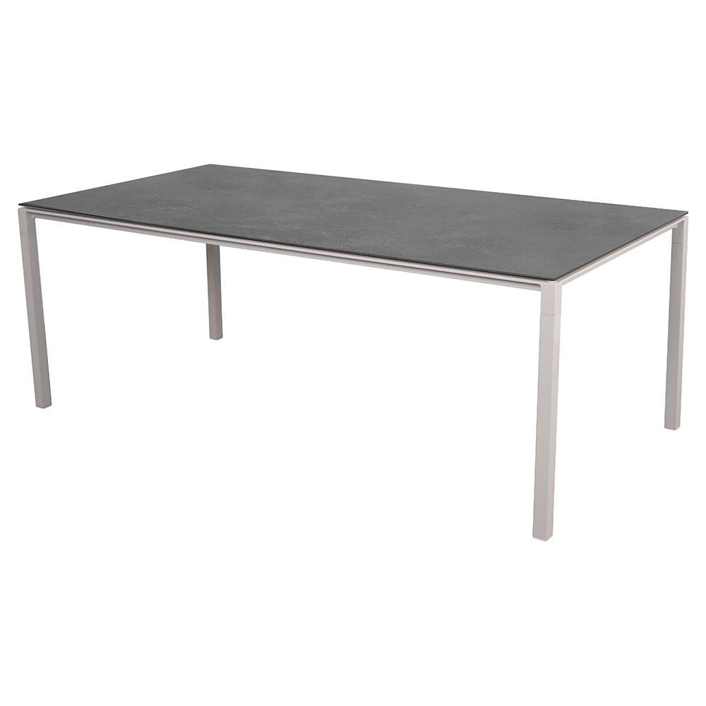 Pure Rectangular Dining Table - Fossil Black Ceramic Top, Sand Aluminum Base