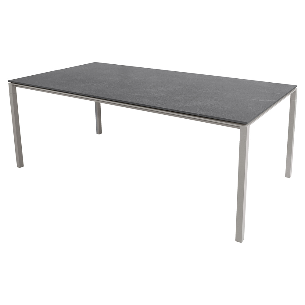 Pure Rectangular Dining Table - Fossil Black Ceramic Top, Taupe Aluminum Base