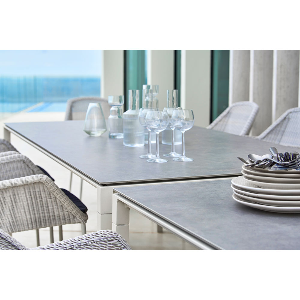 Pure Rectangular Dining Table - Fossil Black Ceramic Top, Taupe Aluminum Base