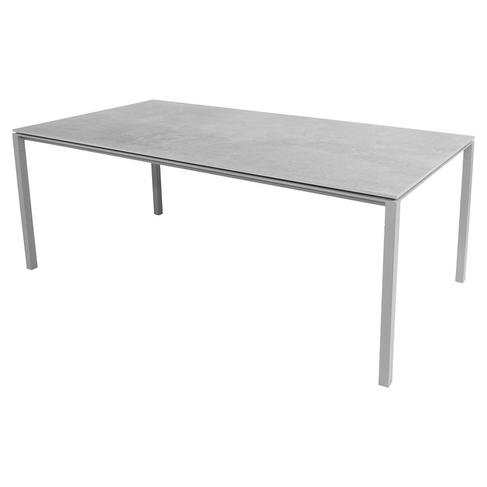 Pure Rectangular Dining Table - Fossil Gray Ceramic Top, Light Gray Aluminum Base