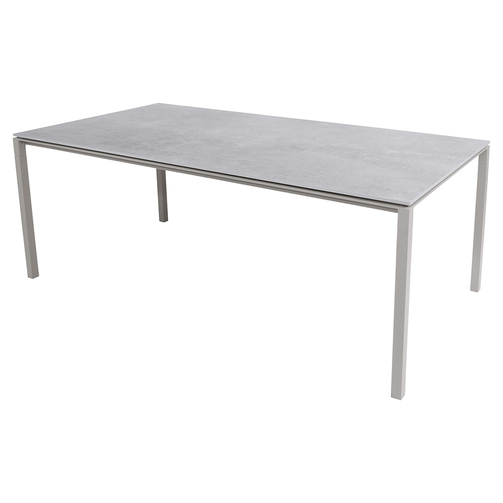 Pure Rectangular Dining Table - Fossil Gray Ceramic Top, Taupe Aluminum Base