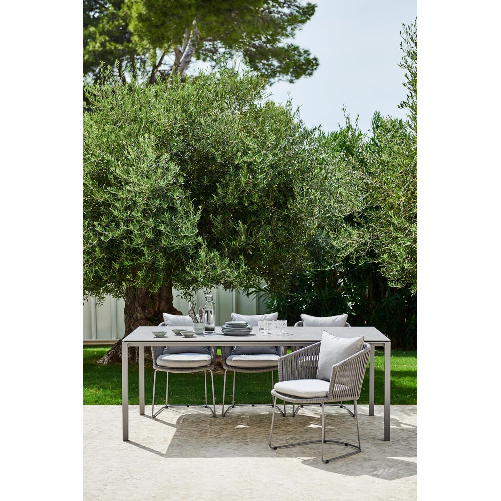 Pure Rectangular Dining Table - Fossil Gray Ceramic Top, Taupe Aluminum Base