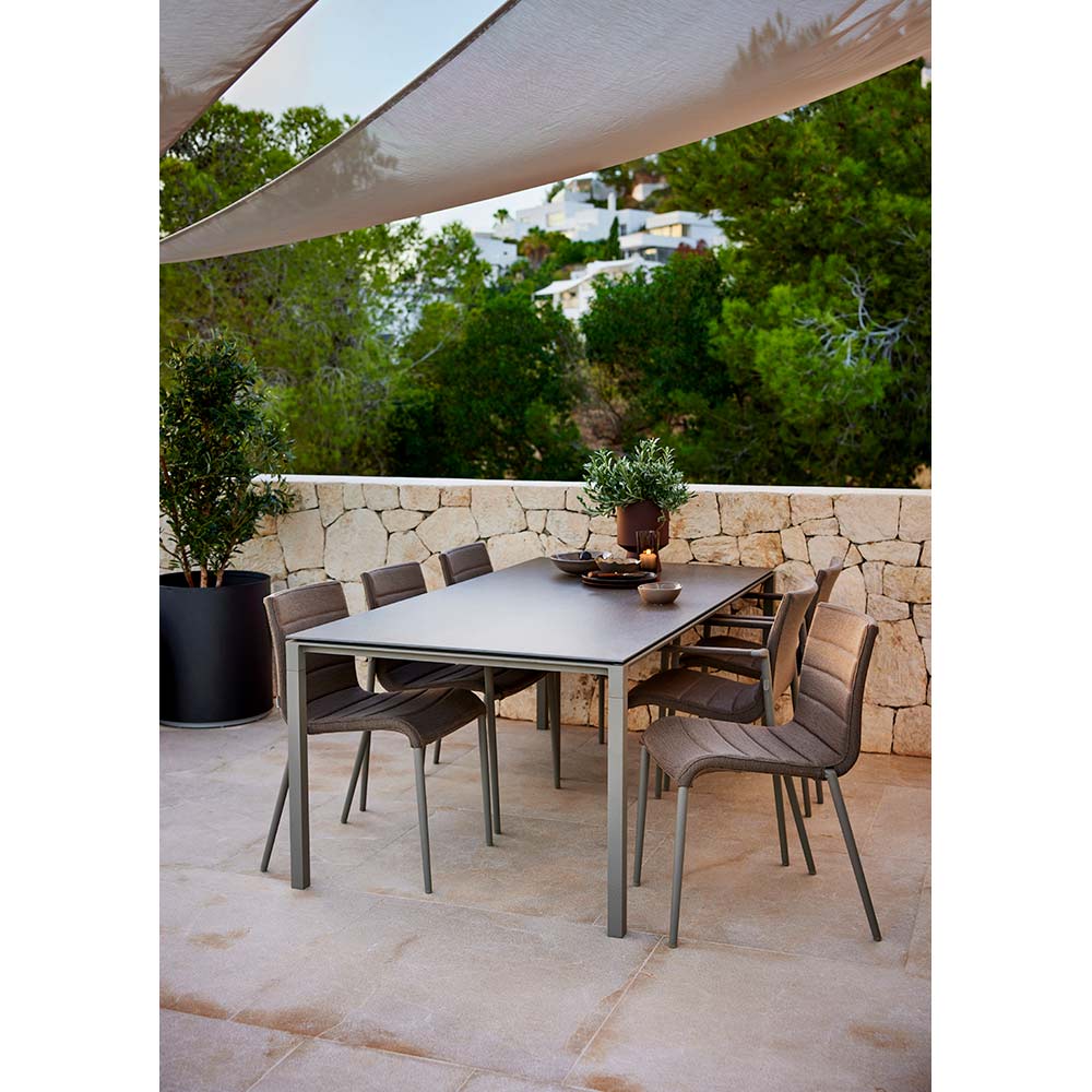 Pure Rectangular Dining Table - Fossil Gray Ceramic Top, Taupe Aluminum Base