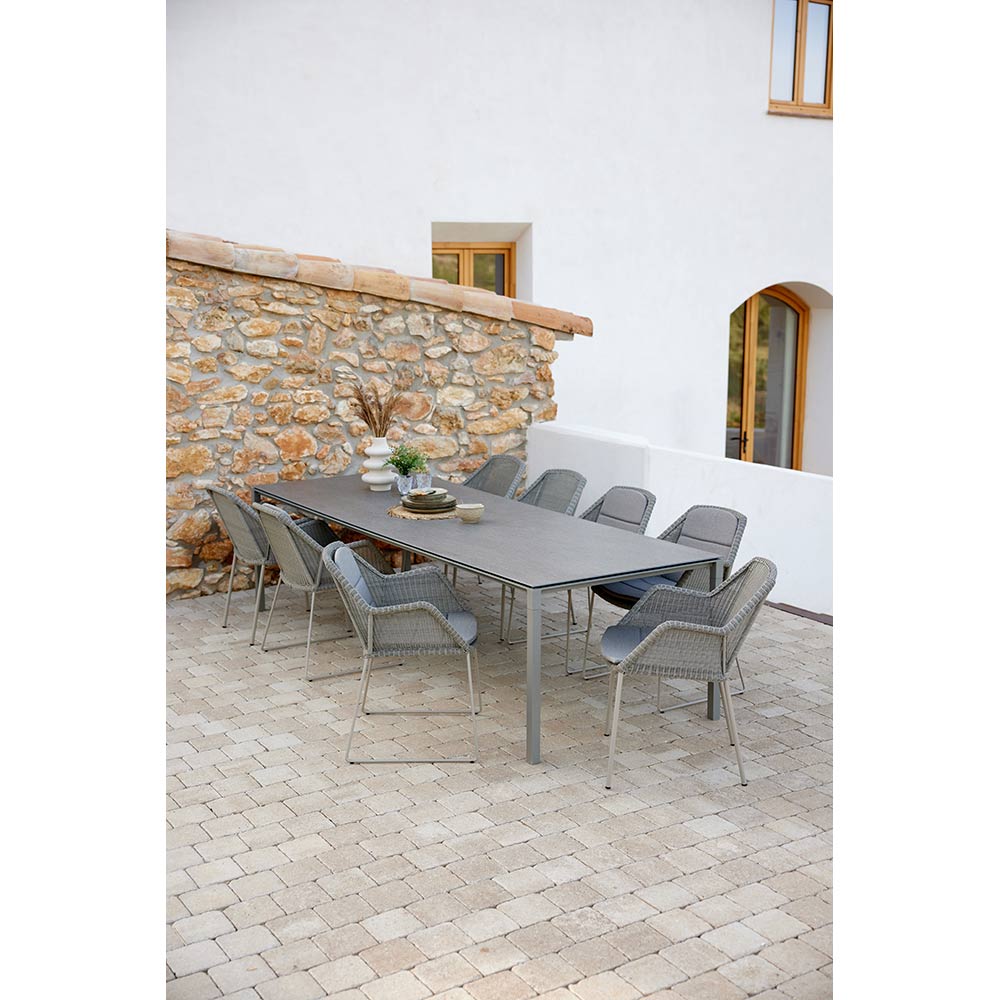 Pure Rectangular Dining Table - Fossil Gray Ceramic Top, Taupe Aluminum Base