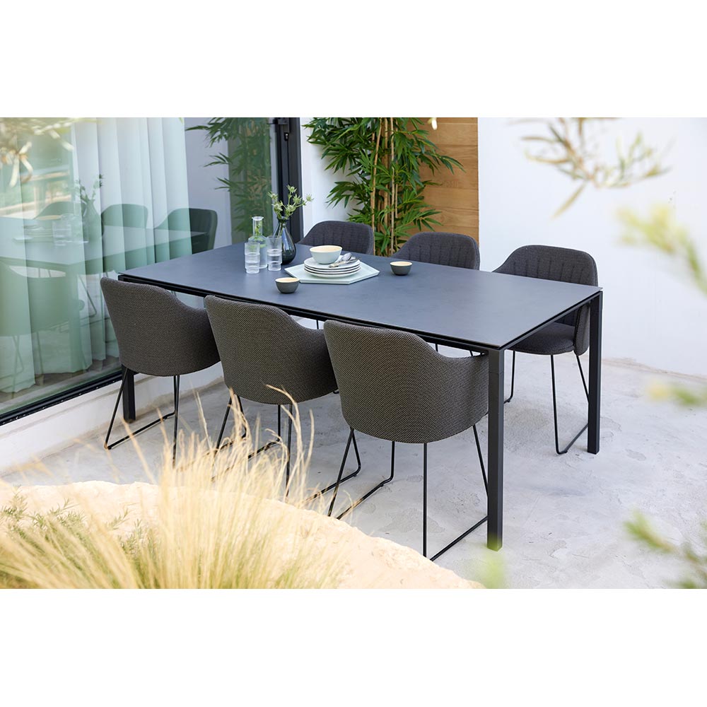 Pure Rectangular Dining Table - Fossil Gray Ceramic Top, Taupe Aluminum Base
