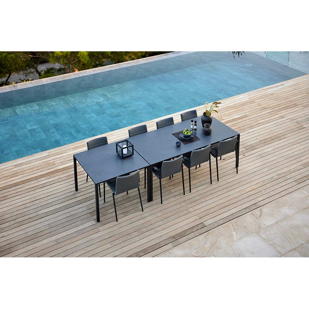 Pure Rectangular Dining Table - Fossil Gray Ceramic Top, Taupe Aluminum Base