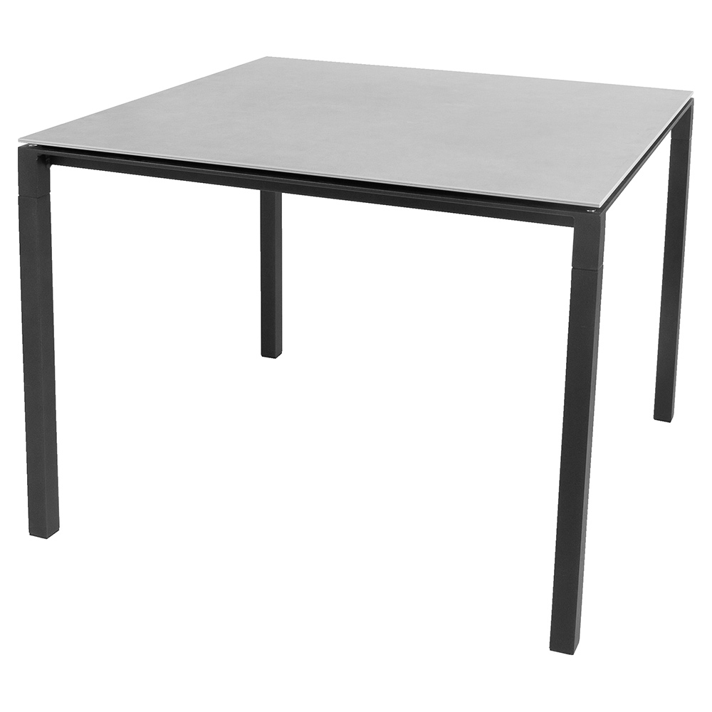 Pure Square Dining Table - Concrete Gray Ceramic Top, Lava Gray Aluminum Base