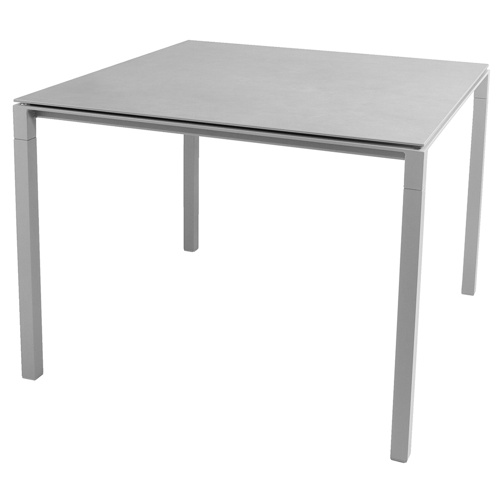 Pure Square Dining Table - Concrete Gray Ceramic Top, Light Gray Aluminum Base