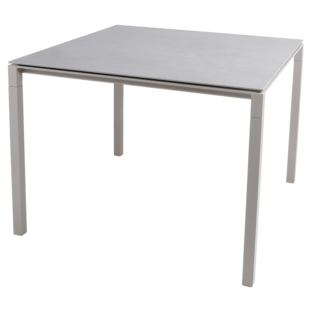 Pure Square Dining Table - Concrete Gray Ceramic Top, Taupe Aluminum Base