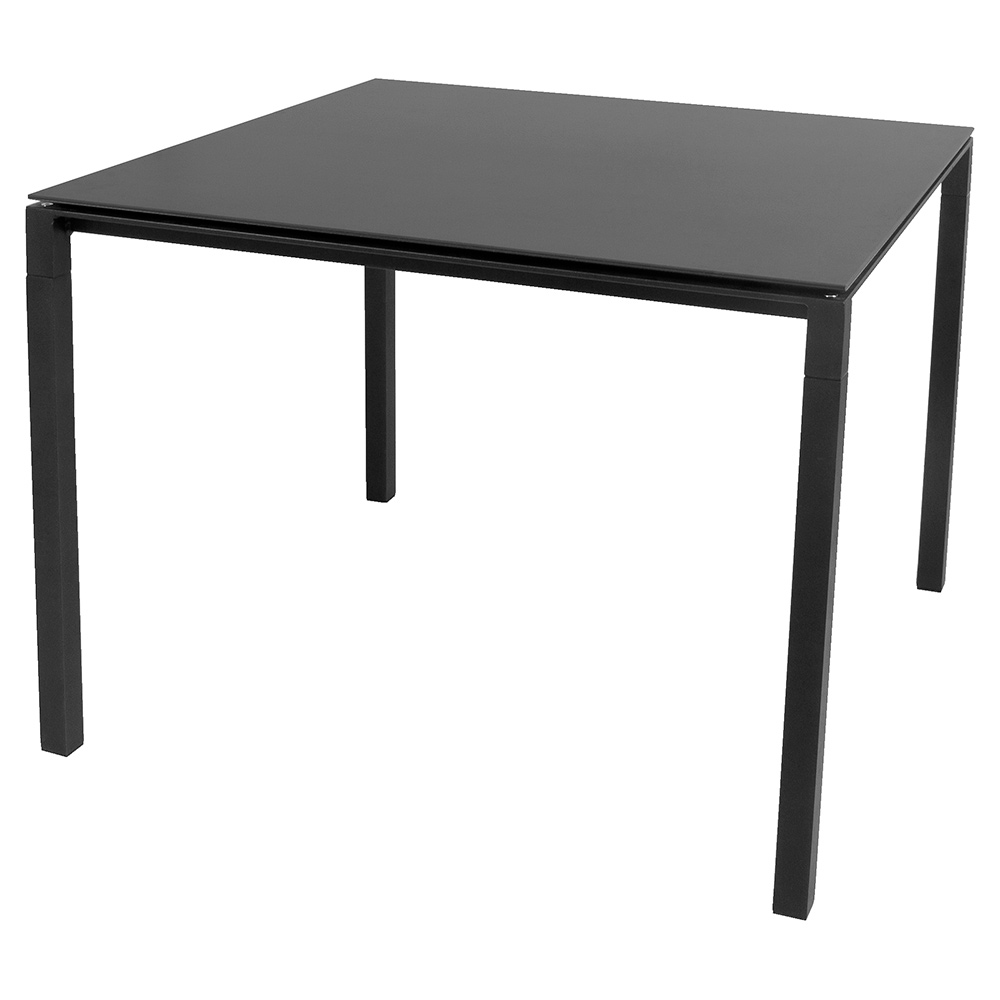Pure Square Dining Table - Nero Black Ceramic Top, Lava Gray Aluminum Base
