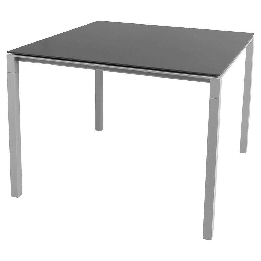 Pure Square Dining Table - Nero Black Ceramic Top, Light Gray Aluminum Base