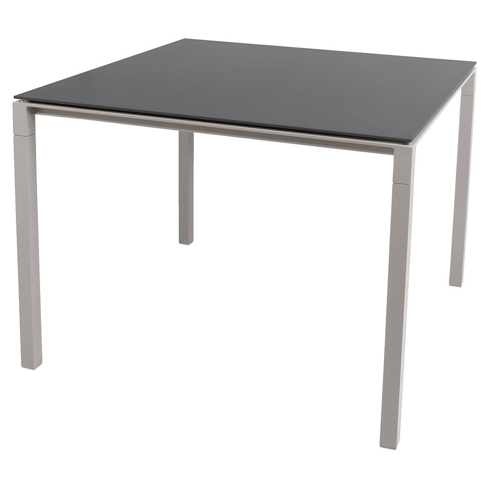 Pure Square Dining Table - Nero Black Ceramic Top, Taupe Aluminum Base