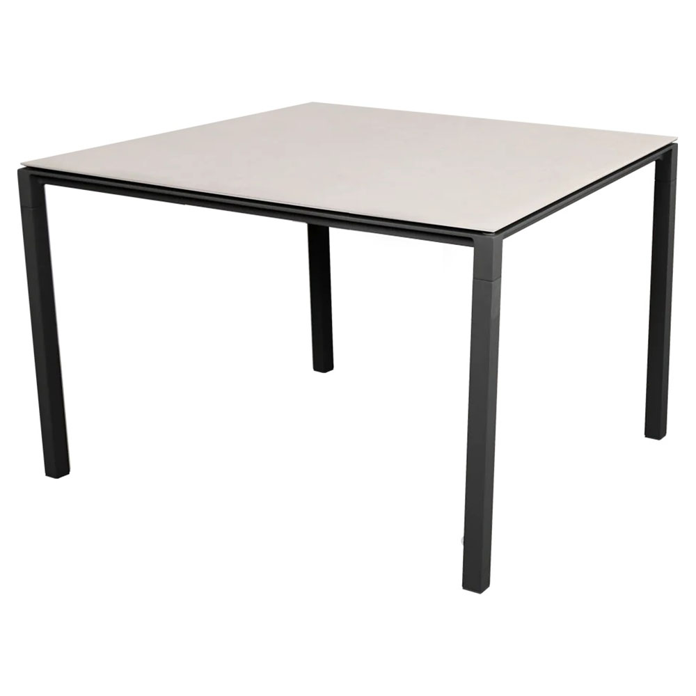 Pure Square Dining Table - Toscana Sand Ceramic Top, Lava Gray Aluminum Base