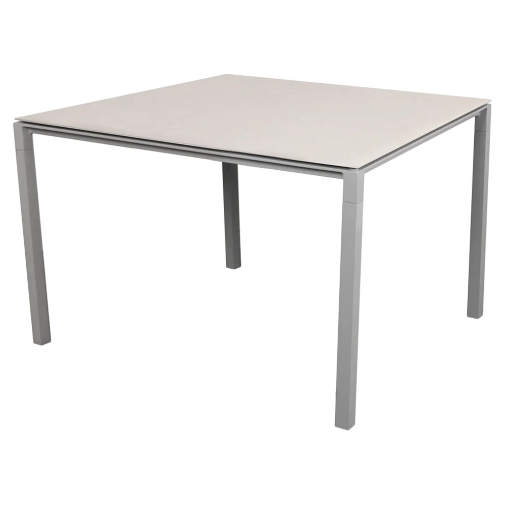 Pure Square Dining Table - Toscana Sand Ceramic Top, Light Gray Aluminum Base