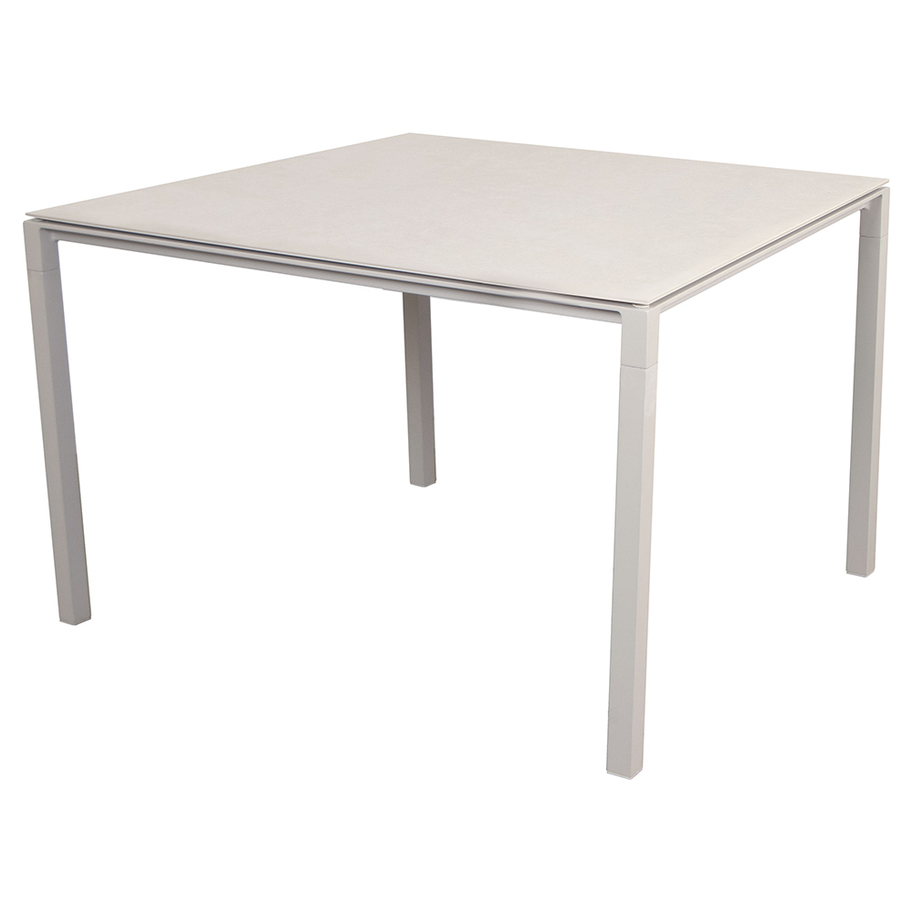Pure Square Dining Table - Toscana Sand Ceramic Top, Sand Aluminum Base