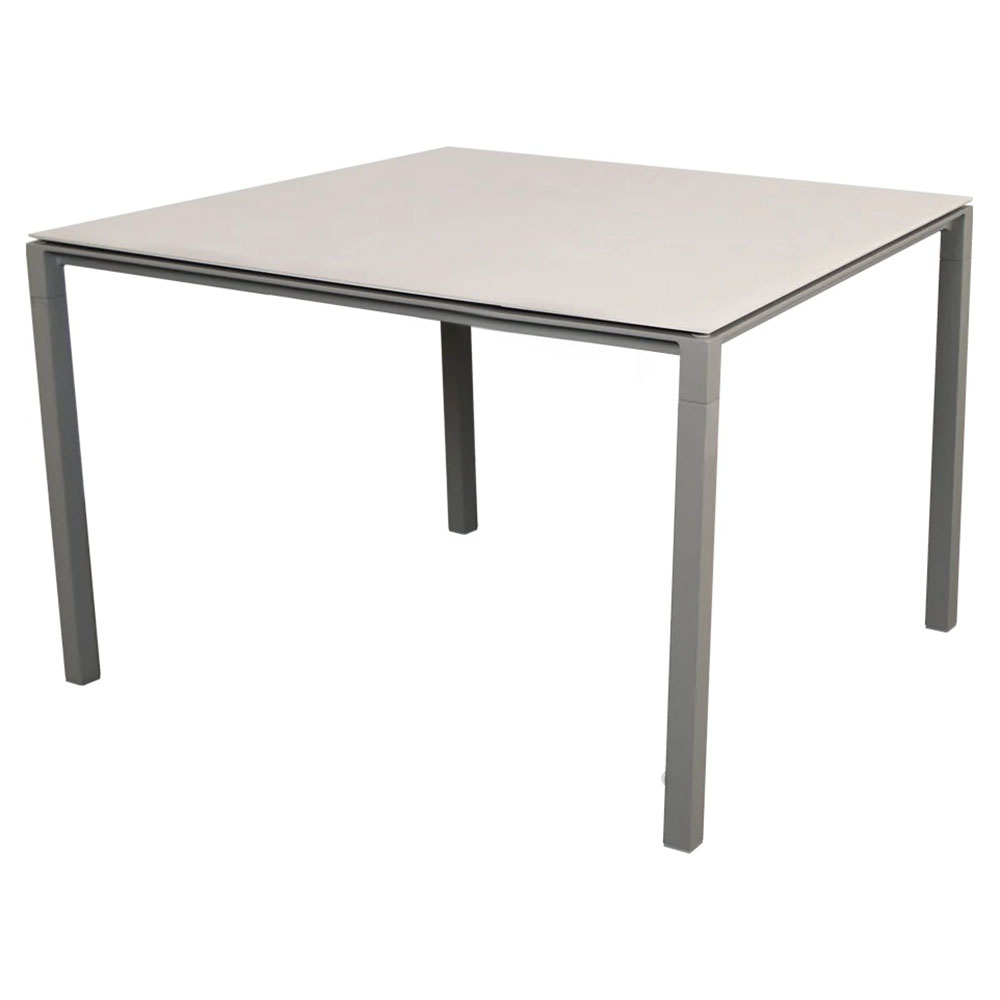 Pure Square Dining Table - Toscana Sand Ceramic Top, Taupe Aluminum Base