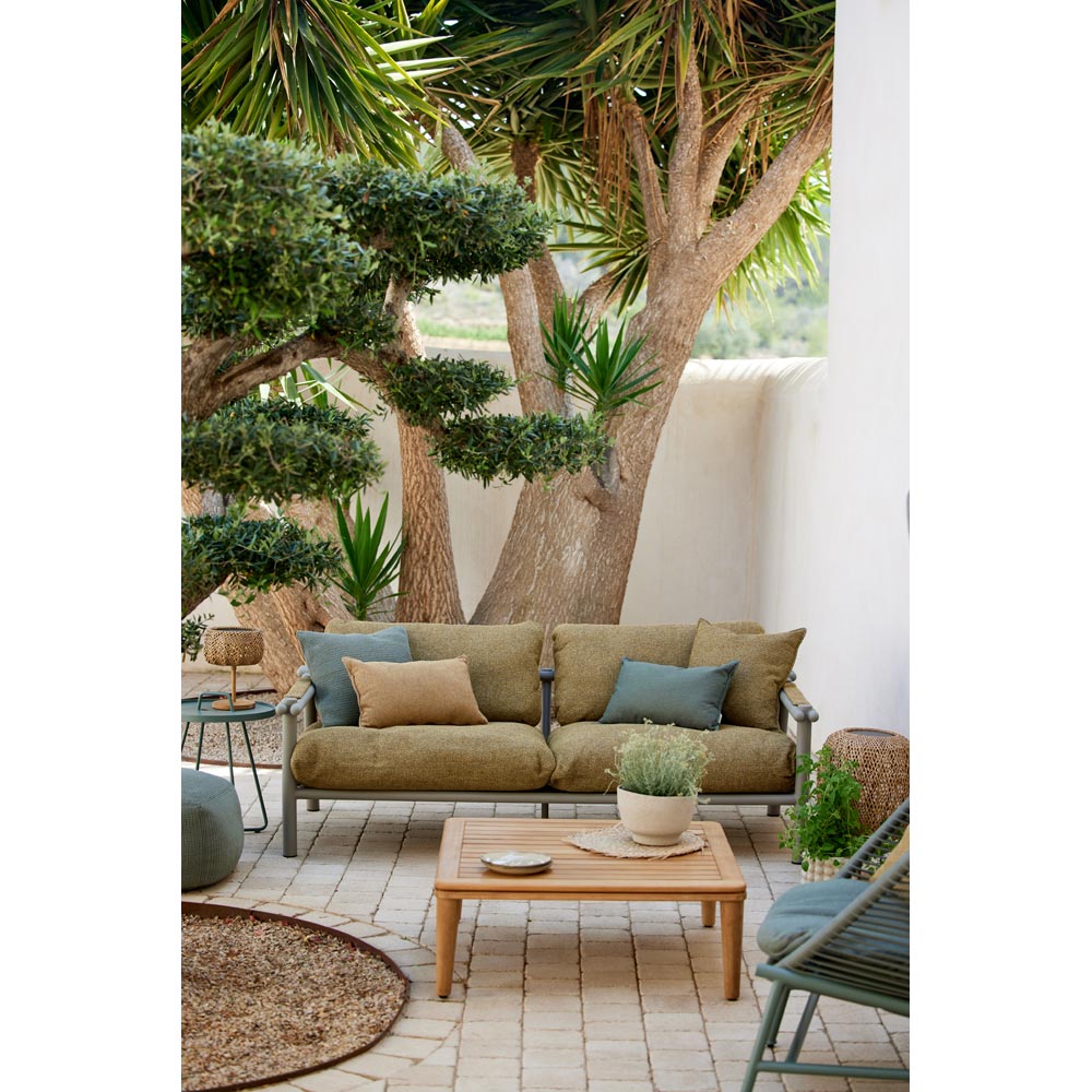Sticks 2 Seater Sofa - Desert Sand Cushions, Taupe Aluminum Frame | Rouse Home