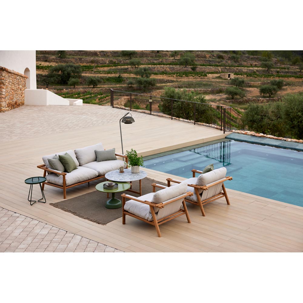 Sticks 2 Seater Sofa - Desert Sand Cushions, Taupe Aluminum Frame | Rouse Home