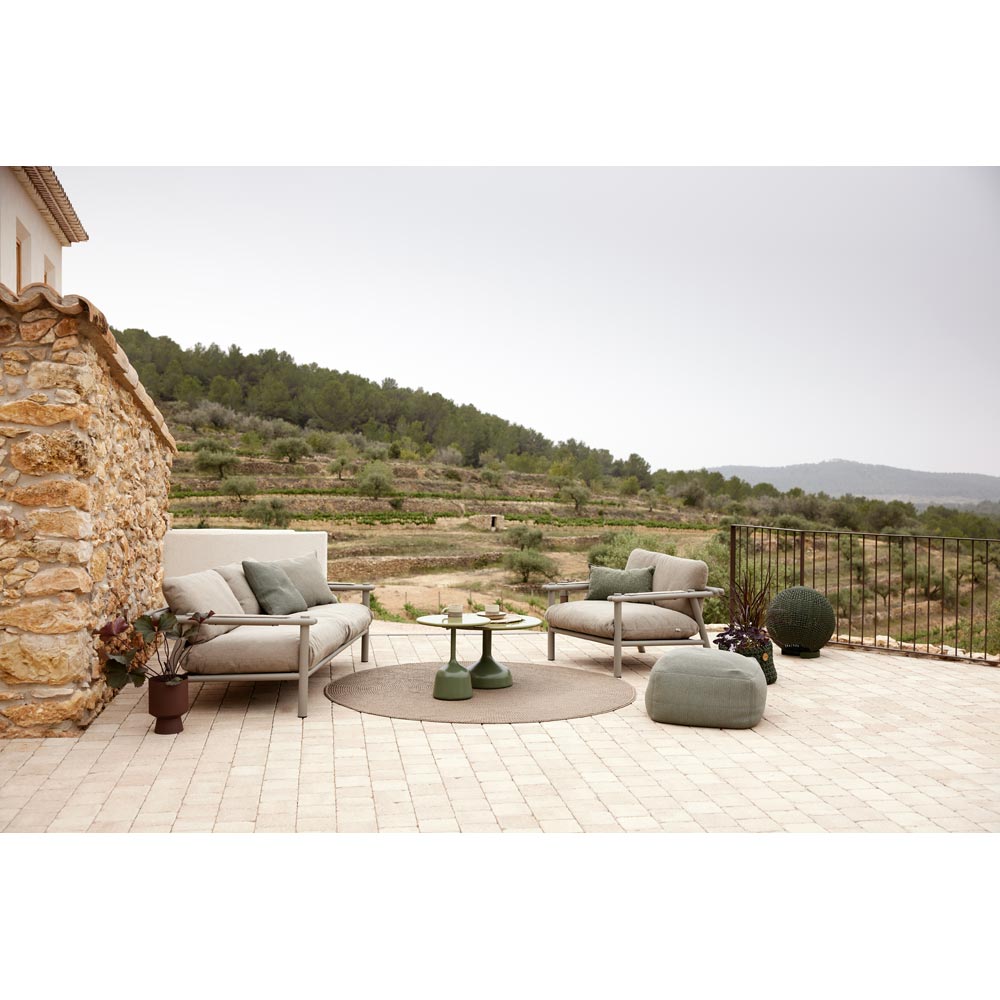 Sticks 2 Seater Sofa - Desert Sand Cushions, Taupe Aluminum Frame | Rouse Home
