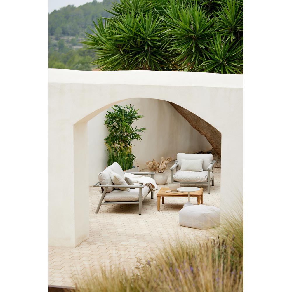 Sticks 2 Seater Sofa - Desert Sand Cushions, Taupe Aluminum Frame | Rouse Home