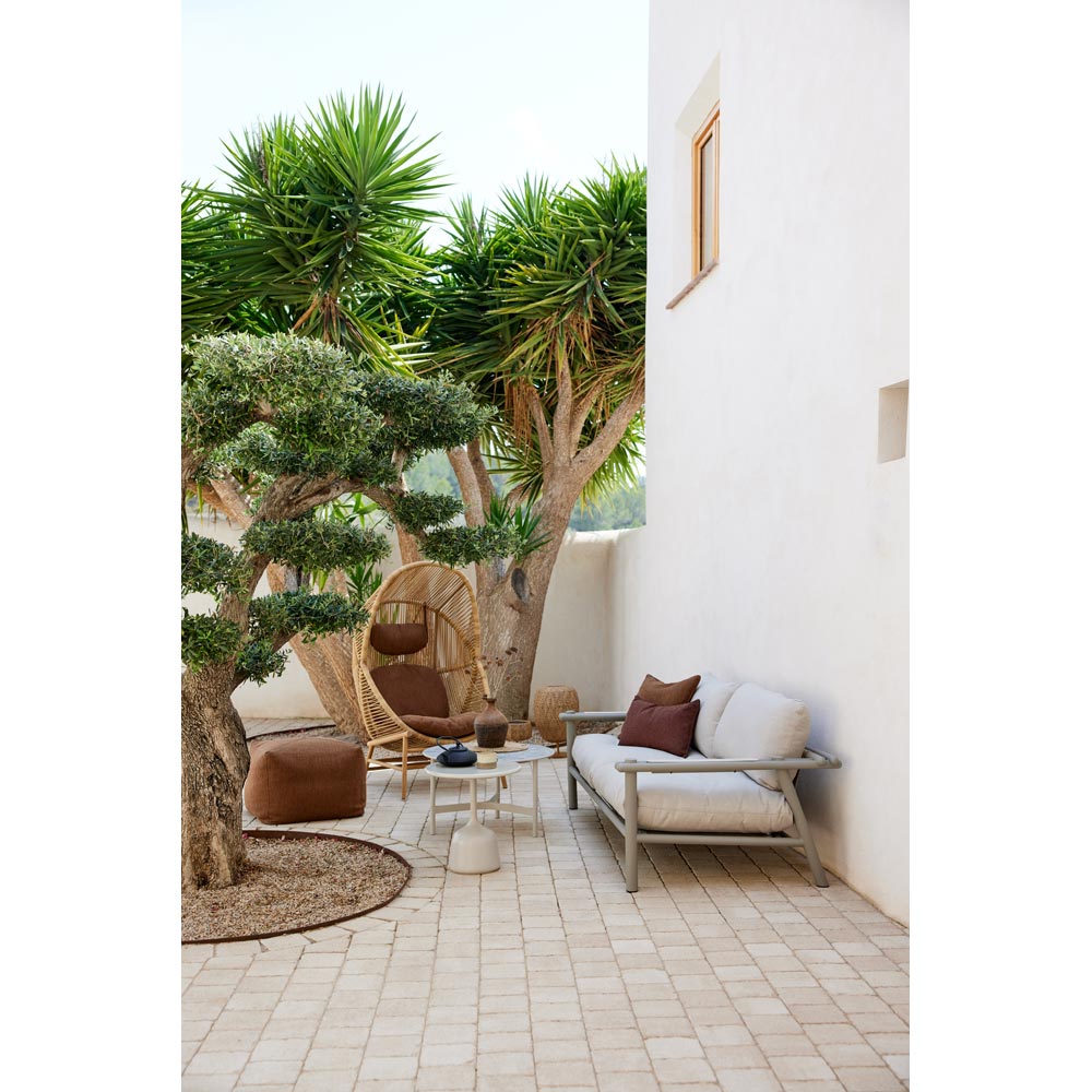 Sticks 2 Seater Sofa - Desert Sand Cushions, Taupe Aluminum Frame | Rouse Home