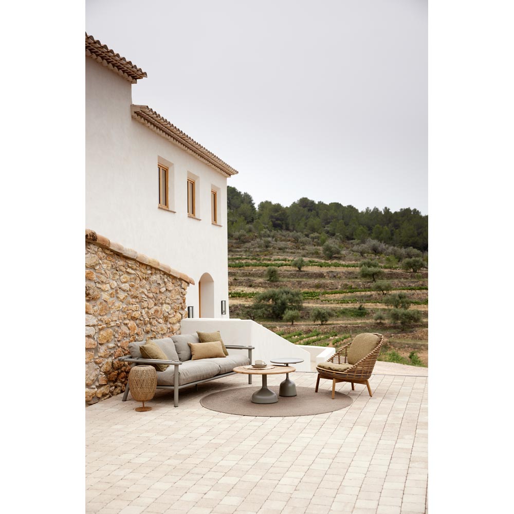 Sticks 2 Seater Sofa - Desert Sand Cushions, Taupe Aluminum Frame | Rouse Home