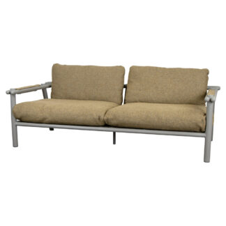 Sticks 2 Seater Sofa - Turmeric Yellow Cushions, Taupe Aluminum Frame
