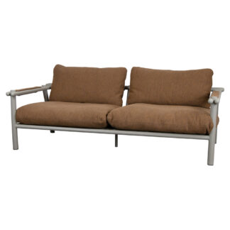 Sticks 2 Seater Sofa - Umber Brown Cushions, Taupe Aluminum Frame