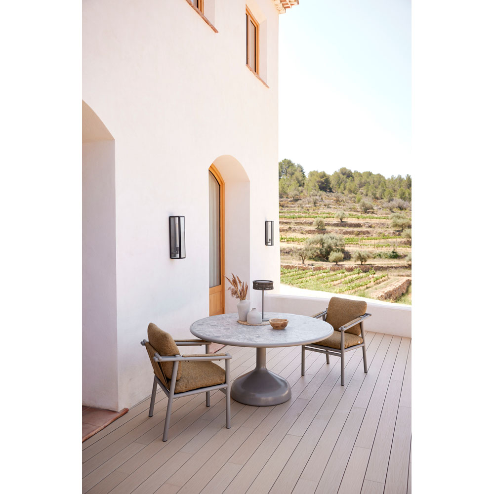 Sticks Armchair - Light Brown Cushions, Taupe Aluminum Frame | Rouse Home