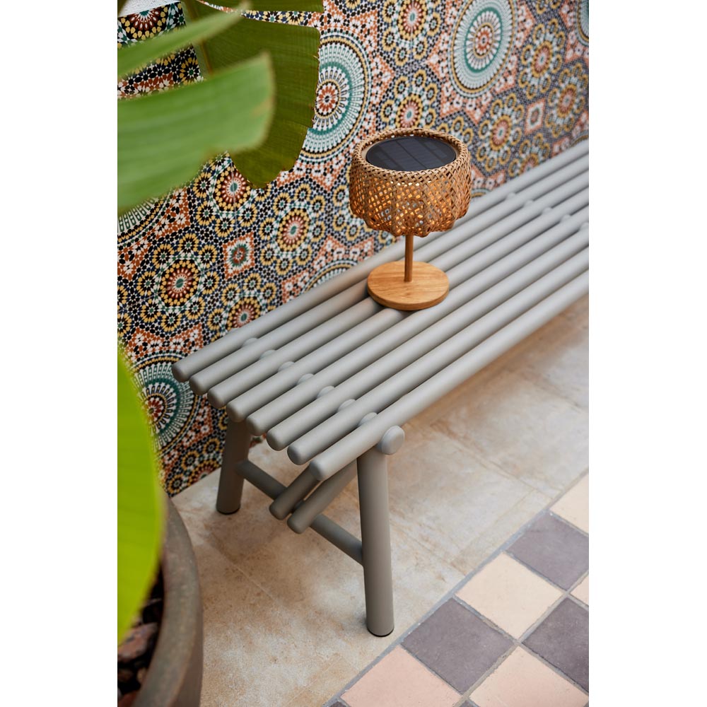 Sticks Bench - Lava Gray Aluminum, Desert Sand Cushion | Rouse Home