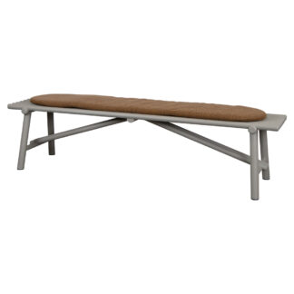 Sticks Bench - Taupe Aluminum, Umber Brown Cushion