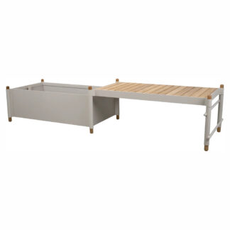 Sticks bench with 1 planter -Teak Bench, Sand Aluminum