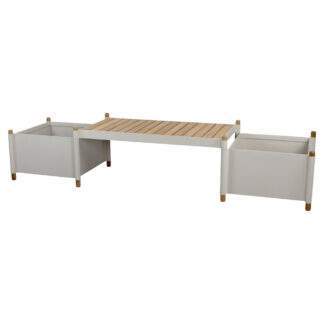 Sticks bench with 2 planters -Teak, Sand Aluminum