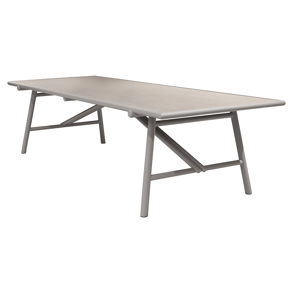 Sticks Dining Table - Basalt Ceramic Top, Taupe Aluminum Base | Rouse Home