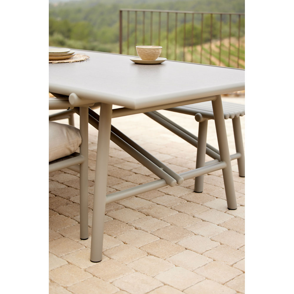 Sticks Dining Table - Basalt Ceramic Top, Taupe Aluminum Base | Rouse Home