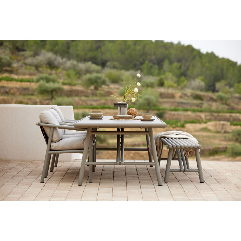 Sticks Dining Table - Basalt Ceramic Top, Taupe Aluminum Base | Rouse Home