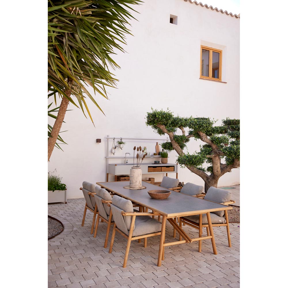 Sticks Dining Table - Basalt Ceramic Top, Taupe Aluminum Base | Rouse Home