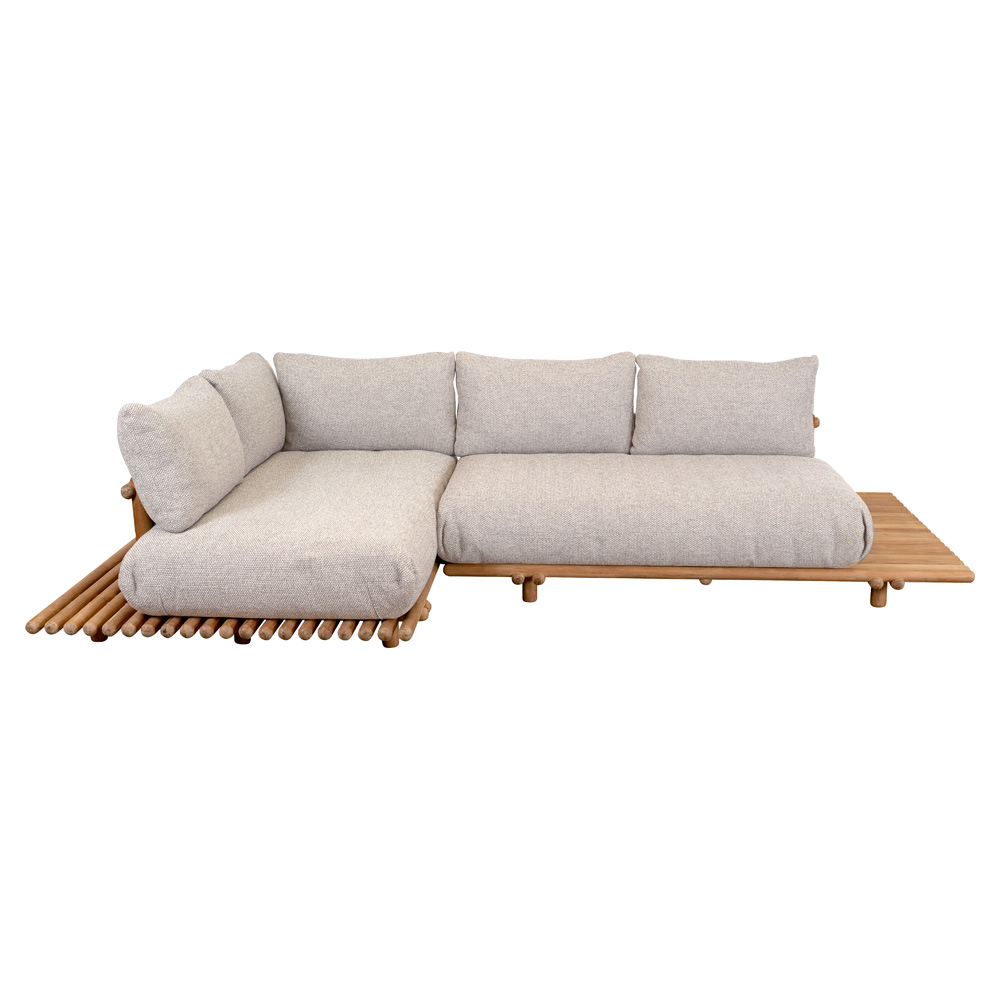 Sticks Platform Corner Sofa - Desert Sand Cushions, Teak Platform | Rouse Home