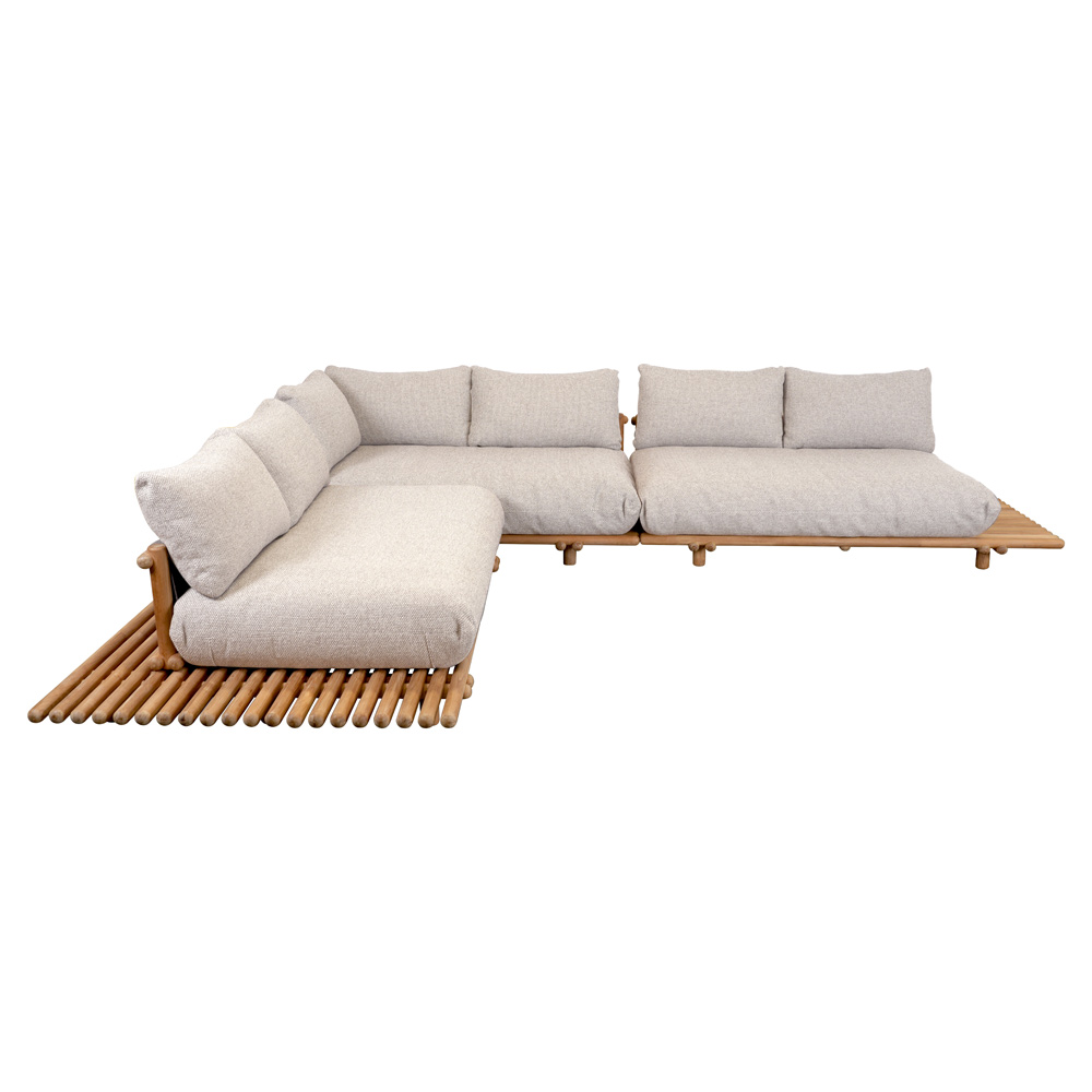Sticks Platform Large Corner Sofa - Desert Sand Cushions, Teak Platform | Rouse Home