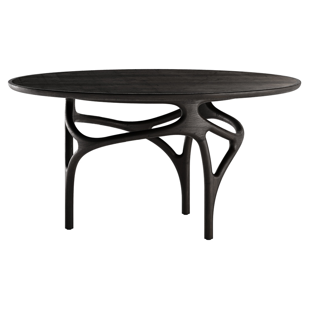 Cena Dining Table - Dark Brown Teak Top, Dark Brown Teak Base