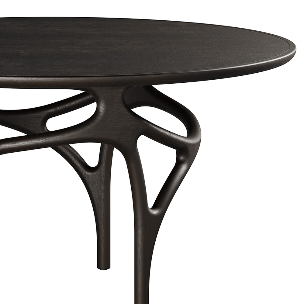 Cena Dining Table - Dark Brown Teak Top, Dark Brown Teak Base