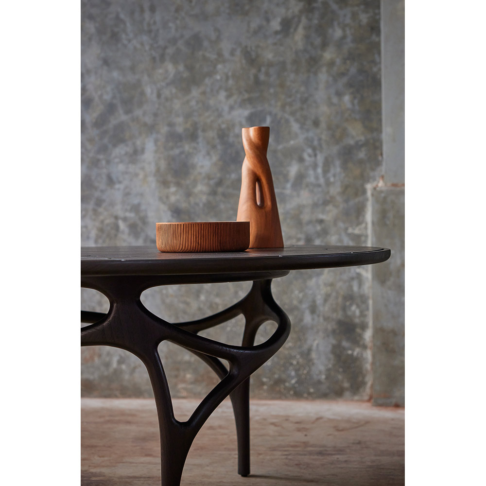 Cena Dining Table - Dark Brown Teak Top, Dark Brown Teak Base