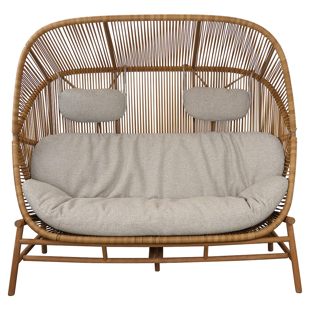 Hive Outdoor 2 Seater Sofa - Desert Sand Cushions, Teak Base | Rouse Home